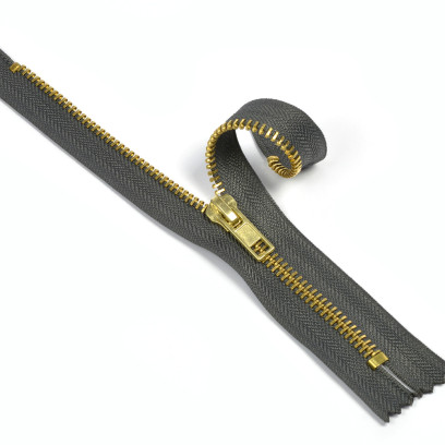 Молния MaxZipper джинсовая золото №5, 18см н/р цв.F312 т.серый уп.50шт