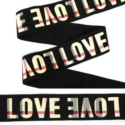Резинка TBY декоративная арт.ET20.014001 шир. 4см цв.черный LOVE уп.1,5±0,5 м