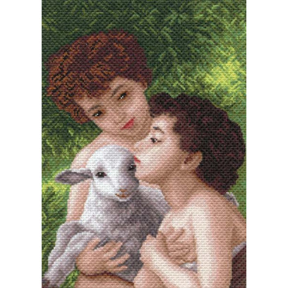 Рисунок на канве МАТРЕНИН ПОСАД арт.37х49 - 1616 Дети и овечка
