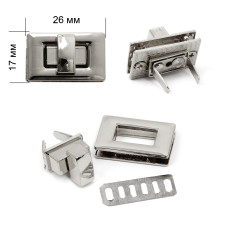 Застежка для сумки TBY.1381 26х17мм цв.никель уп.2шт