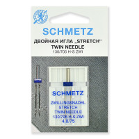 Иглы для бытовых швейных машин Schmetz стрейч двойные 130/705H-S ZWI №75/4.0, уп.1 игла