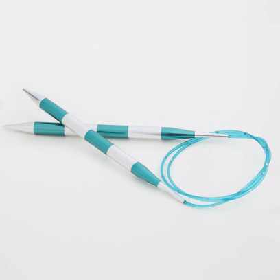 42095 Knit Pro Спицы круговые для вязания SmartStix 7мм/80см, алюминий, серебристый/изумрудный
