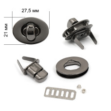 Застежка для сумки TBY.1353 27,5х21мм цв.черный никель уп.2шт
