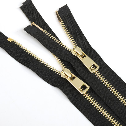 Молния MaxZipper мет. Титан №5 2 замка золото 90см цв.F322 черный уп.10 шт