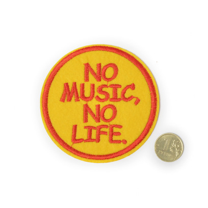 Термоаппликации вышитые арт.СП-315 No music, no life 8,3х8,3см 5 шт