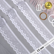 Кружево-стрейч KRUZHEVO арт.TBY.8028 шир.25мм цв.01 белый уп.5м