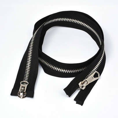Молния MaxZipper мет. №8 никель шлиф.звено, 2 замка, 90 см цв.F322 черный уп.10шт