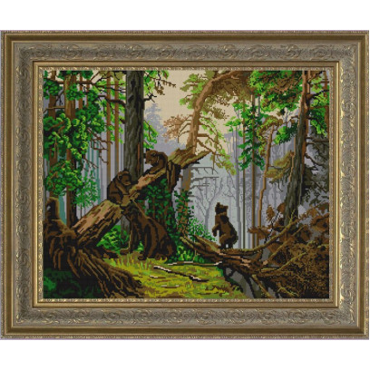 Рисунок на ткани (Бисер) КОНЁК арт. 9724 Утро в сосновом бору 45х60 см