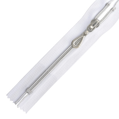 Молния MaxZipper пласт. №5 декор. н/р 18см замок N-5127 цв.БЕЛ/СЕР уп.50шт