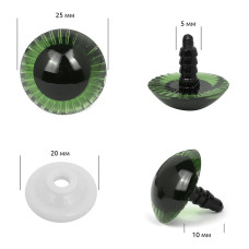 Глаза живые 25мм с фиксатором арт.НК.11340 цв.зеленый уп.30шт