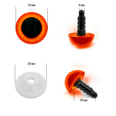 Глаза живые 16мм с фиксатором арт.НК.11363 цв.коричневый уп.50шт