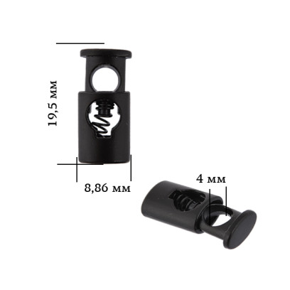 Фиксатор для шнура металл TBY OR.0305-5338 (19,5х8,86мм, отв.4мм) цв. мат.черный уп. 100шт