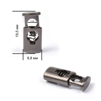 Фиксатор для шнура металл TBY OR.0305-5338 (19,5х8,86мм, отв.4мм) цв. мат.черный никель уп. 100шт
