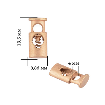 Фиксатор для шнура металл TBY OR.0305-5338 (19,5х8,86мм, отв.4мм) цв. мат.золото уп. 100шт