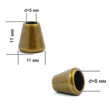 Наконечник для шнура металл TBY OR.0305-5347 (10.85х11.04мм) цв.бронза уп. 100шт