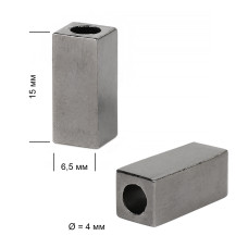 Наконечник для шнура металл TBY OR.0305-5376 (15х6,5мм, отв.4мм) цв. никель черный уп. 100шт