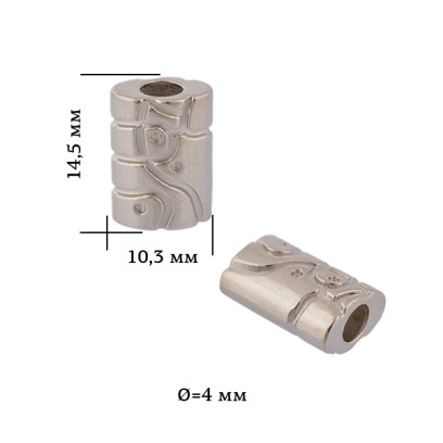 Наконечник для шнура металл TBY OR.6660-0087 (10,3х14,5мм, отв.4мм) цв. никель уп. 50шт