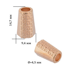 Наконечник для шнура металл TBY OR.6660-0089 (9,4х14,7мм, отв.4,5мм) цв. золото уп. 50шт