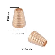 Наконечник для шнура металл TBY OR.6660-0090 (11,1х13,8мм, отв.4,5мм) цв. золото уп. 50шт