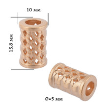 Наконечник для шнура металл TBY OR.6660-0092 (10х15,8мм, отв.5мм) цв. золото уп. 50шт