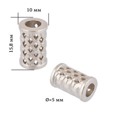 Наконечник для шнура металл TBY OR.6660-0092 (10х15,8мм, отв.5мм) цв. никель уп. 50шт