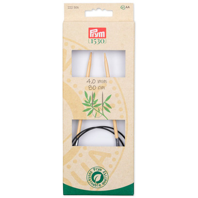 222506 PRYM Спицы круговые для вязания Prym 1530 4мм 80см, бамбук, натуральный
