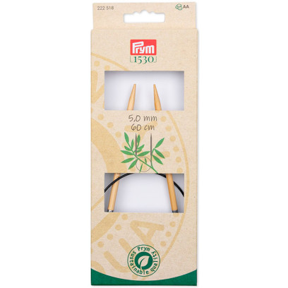 222518 PRYM Спицы круговые для вязания Prym 1530 5мм 60см, бамбук, натуральный