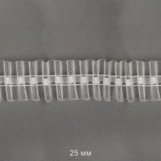 Лента шторная 25мм Caron сборка: универсальная арт.251-0 цв. прозрачный рул. 100м