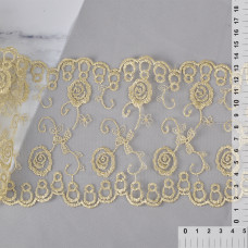 Кружево на сетке арт.TBY 10272 шир.135мм цв.желтый/ белый уп.14,63м