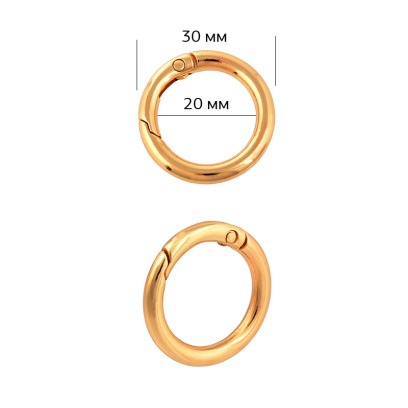 Карабин металл TBY.107912 Ø30мм (внутр. 20мм) цв.золото уп.10шт