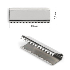 Наконечник-зажим для стропы металл TBY.1740 20х5,8мм цв.3 никель уп.50шт.