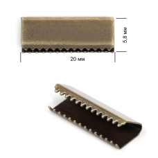 Наконечник-зажим для стропы металл TBY.1740 20х5,8мм цв.4 бронза уп.50шт.