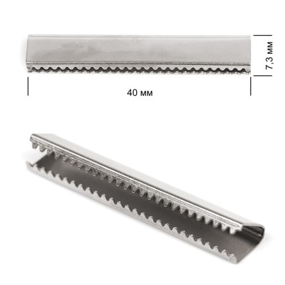 Наконечник-зажим для стропы металл TBY.1747 40х7,3мм цв.3 никель уп.20шт.