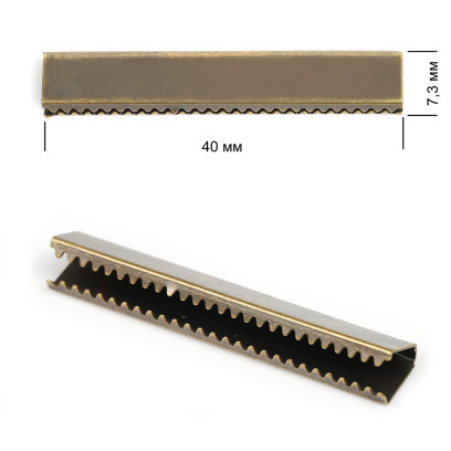 Наконечник-зажим для стропы металл TBY.1747 40х7,3мм цв.4 бронза уп.20шт.