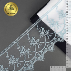Кружево на жесткой сетке Exclusive арт.TBY 2L476A шир.125мм цв.B1515 голубой уп.13,71м
