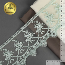 Кружево на жесткой сетке Exclusive арт.TBY 2L476A шир.125мм цв.G5415 мятный уп.13,71м