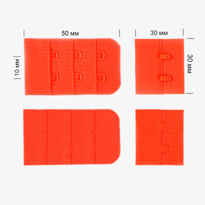 Застежка TBY для бюстгальтера 2 ряда 3 крючка 3см арт.57 красно-оранжевый A3405 уп.100шт