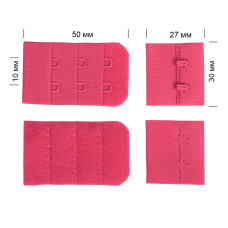 Застежка с крючками 3х2 для бюстгальтера TBY.3F144 3см цв.F144 ярко-розовый уп.100шт