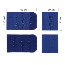 Застежка с крючками 3х2 для бюстгальтера TBY.3F223 3см цв.F223 синий василек уп.100шт