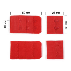 Застежка TBY для бюстгальтера 2 ряда 3 крючка 3см арт.57 красный SD163 уп.100шт