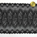 Кружево-стрейч KRUZHEVO арт.TBY.6390 шир.190мм цв.02 черный уп.10м