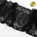 Кружево-стрейч KRUZHEVO арт.TBY.6390 шир.190мм цв.02 черный уп.10м