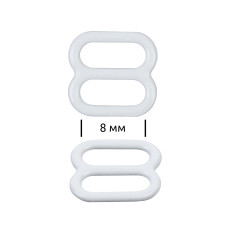 Пряжка регулятор для бюстгальтера 08мм металл TBY-67810 цв.белый, уп.20шт