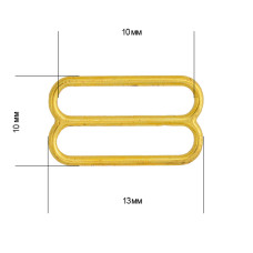 Пряжка регулятор для бюстгальтера 10мм металл TBY-74007 цв.золото, уп.100шт