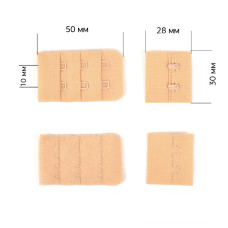 Застежка с крючками 3х2 для бюстгальтера TBY-75331 3см цв.бежевый уп.100шт