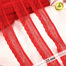 Кружево-стрейч KRUZHEVO арт.TBY.8028 шир.25мм цв.SD163 красный уп.50м