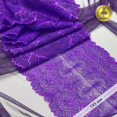 Кружево-стрейч KRUZHEVO арт.TBY.8034 шир.195мм цв.A0507 фиолетовый неон уп.10м