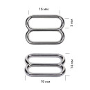 Пряжка регулятор для купальника 16мм металл TBY-816C.SW цв.никель, уп.100шт
