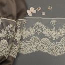 Кружево на жесткой сетке матовая нить арт.TBY.BL.40466 шир.130мм цв.бежевый уп.13,71м
