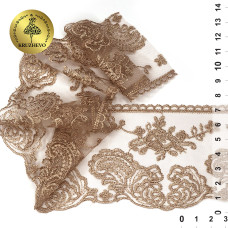 Кружево на сетке арт.TBY.BL.40467 шир.105мм цв.N4815 кофе уп.13,71м